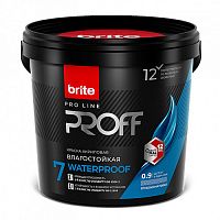 Краска BRITE PROFESSIONAL интерьерная влагостойкая белая глубокоматовая база А, ведро 0,9 л